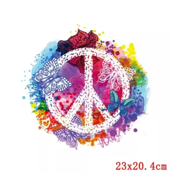 COLORFUL PEACE SYMBOL TSHIRT. Hand Made. 🇺🇸🦋☮️ - Picture 2 of 3